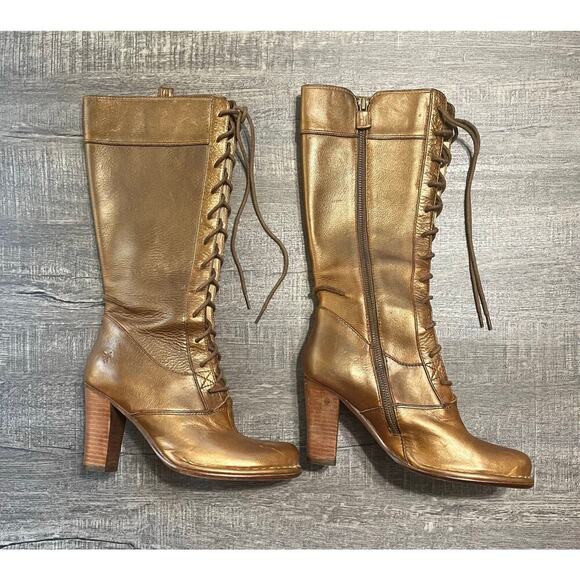Frye Vintage Villagerlace Leather Lace Up Boots, size 5.5 M - Picture 7 of 8